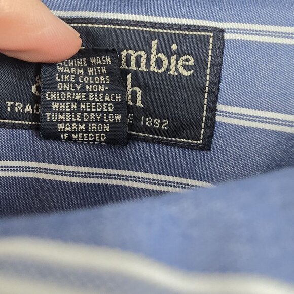 Abercrombie & Fitch Blue White Striped Long-Sleeve Button-Down Shirt Muscle Fit - Picture 4 of 6